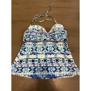 blue white underwire SO swimsuit top tankini size medium